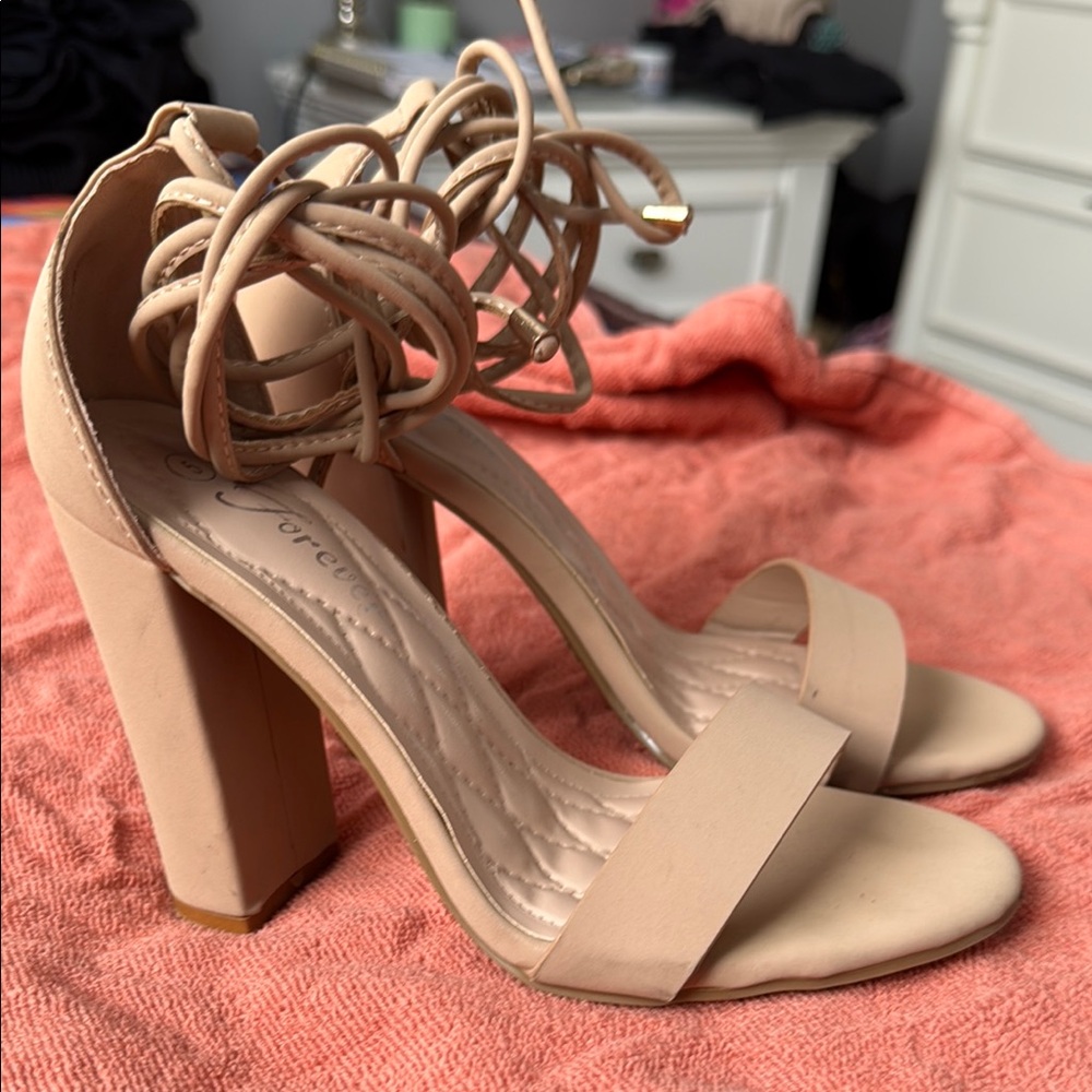 Elegant Tan Block Heel Sandals